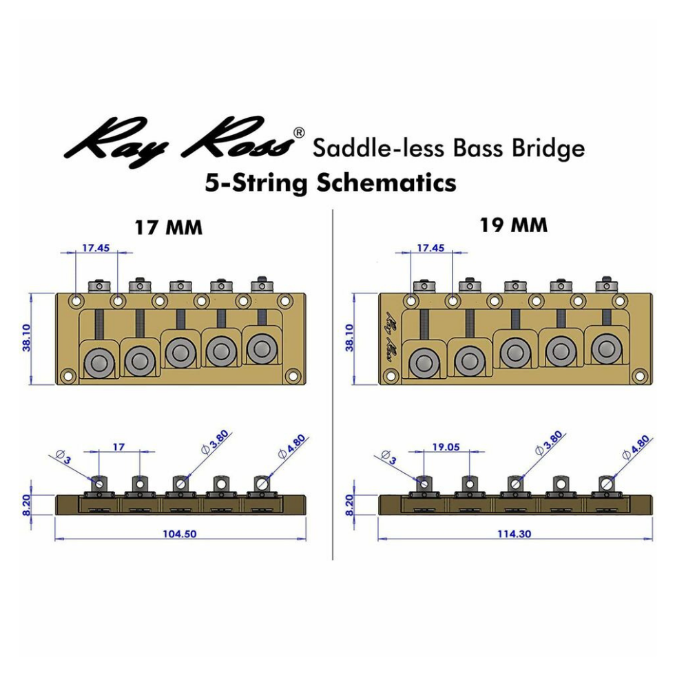 Ray Ross Puente para Bajo Eléctrico 5 Cuerdas Black